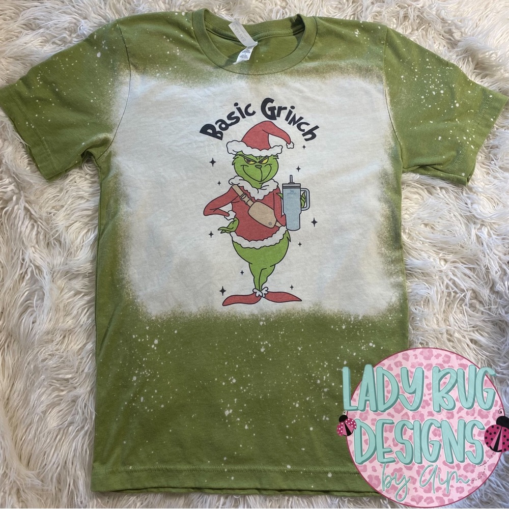 Basic Grinch Custom Tee Shirt Bleached - image 1